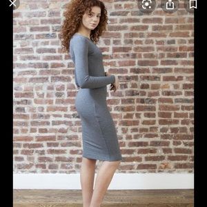 Mimu Maxi Gray Ribbed Body Dress